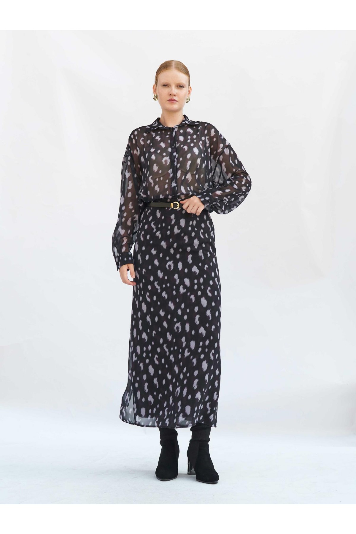 041252 Benek Desenli Maxi Etek