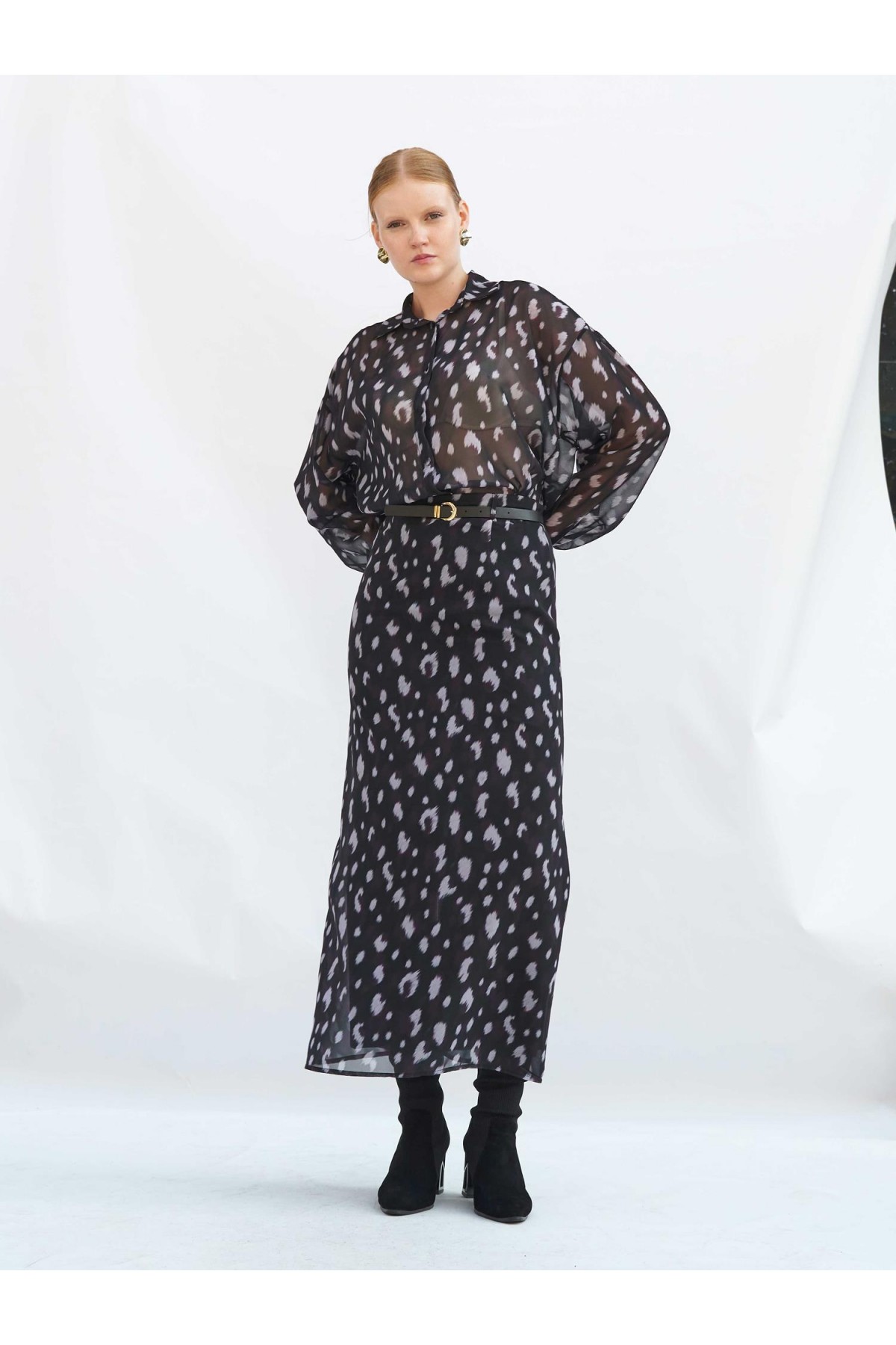 041252 Benek Desenli Maxi Etek