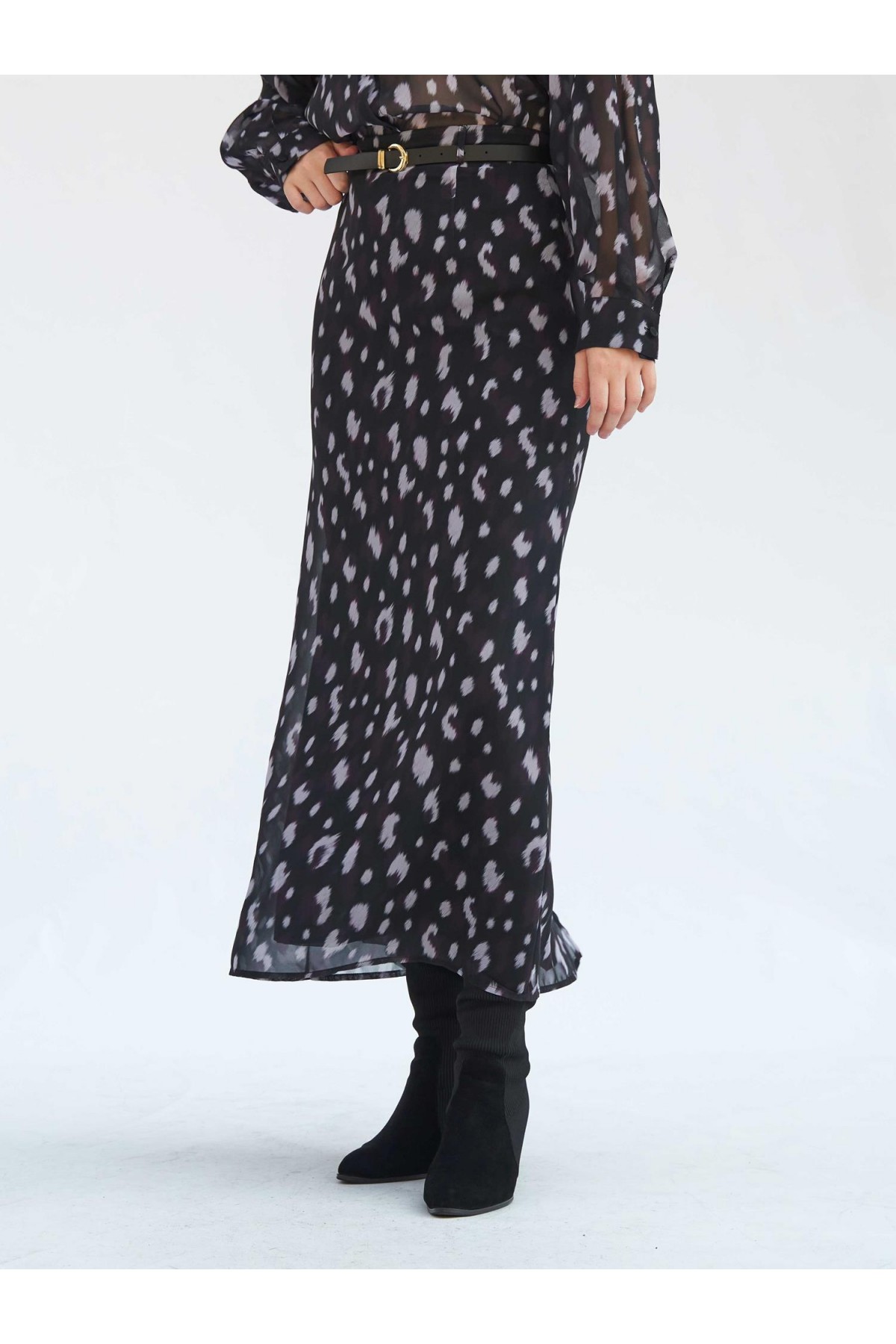 041252 Benek Desenli Maxi Etek