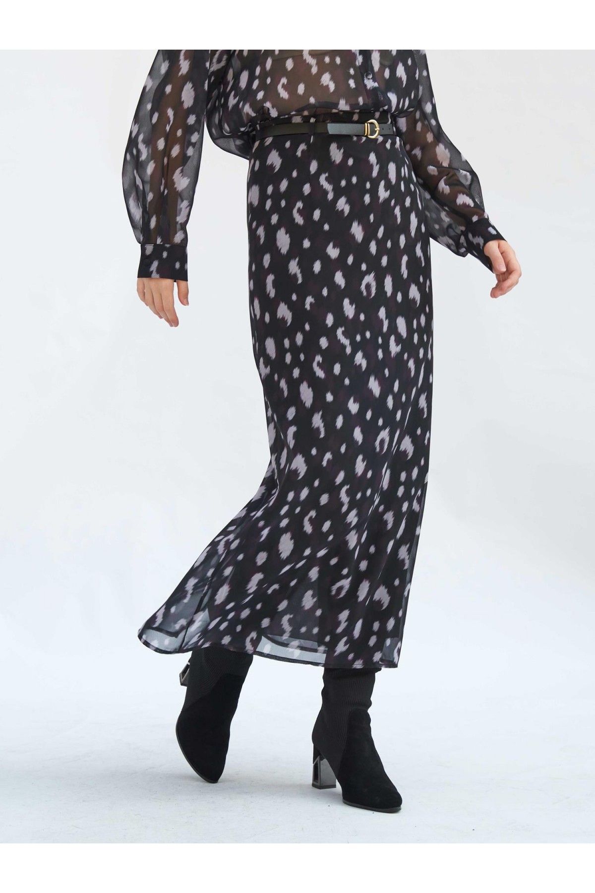 041252 Benek Desenli Maxi Etek