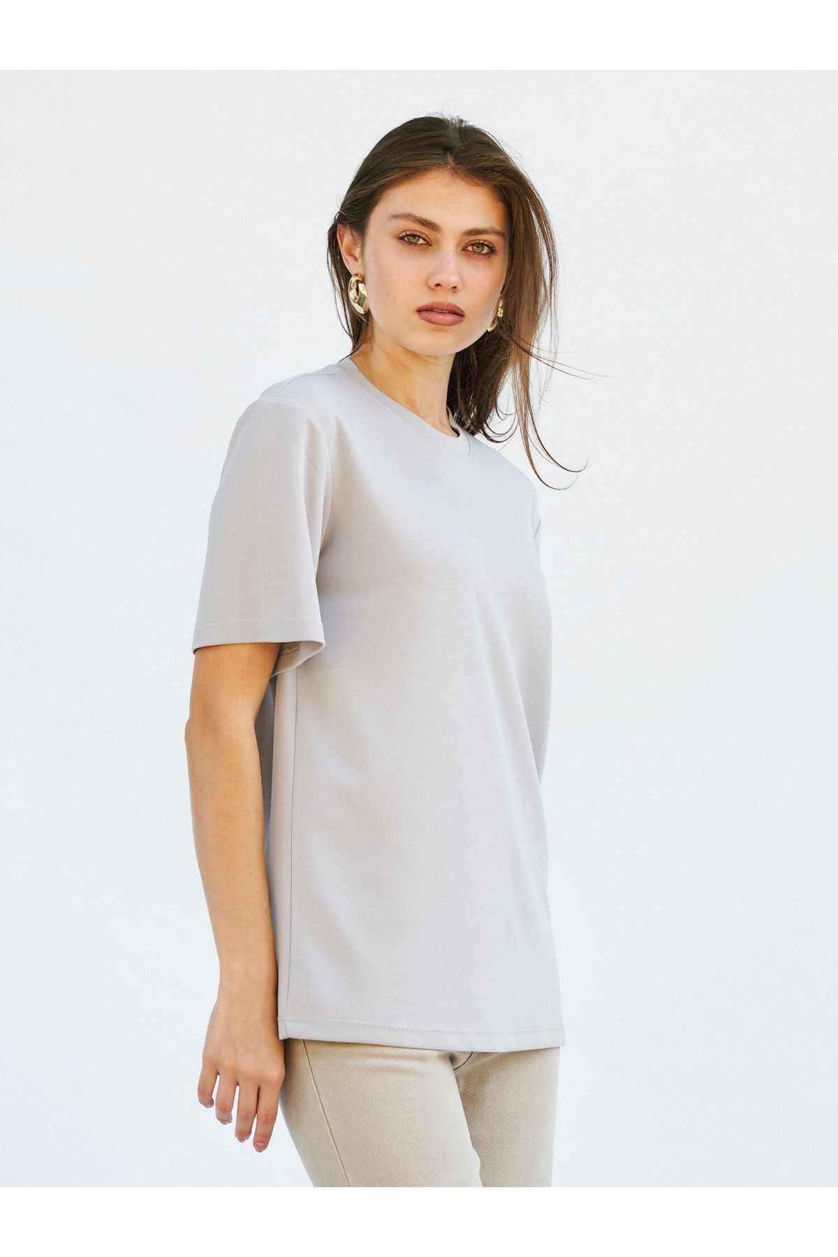 050642 BİSİKLET YAKALI OVERSİZE TSHIRT