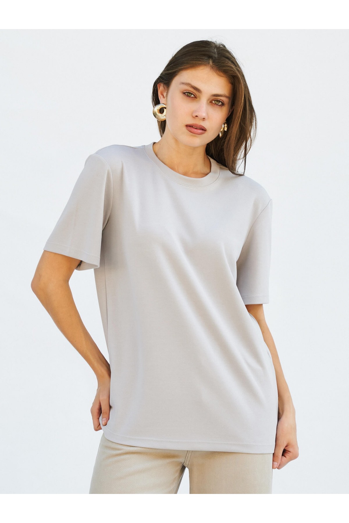 050642 BİSİKLET YAKALI OVERSİZE TSHIRT