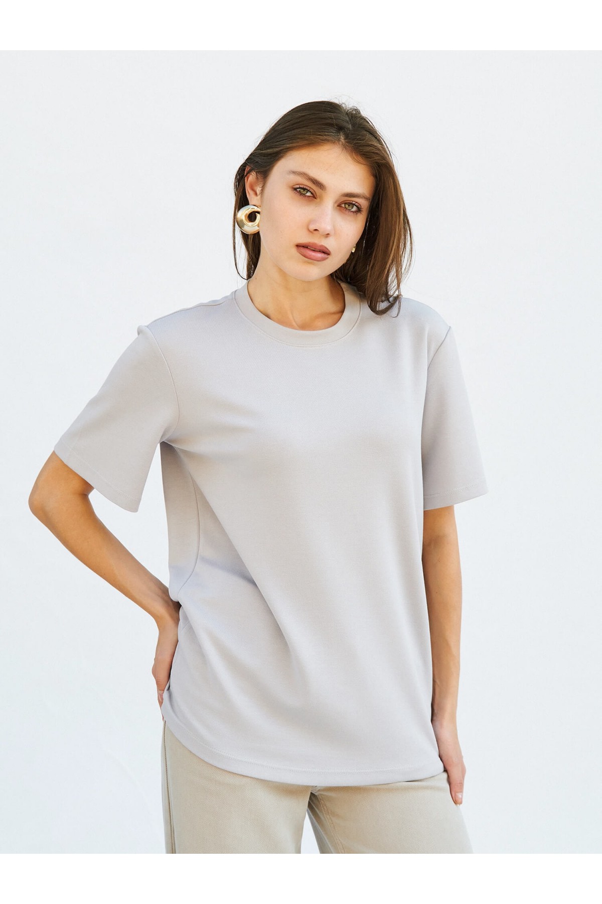 050642 BİSİKLET YAKALI OVERSİZE TSHIRT