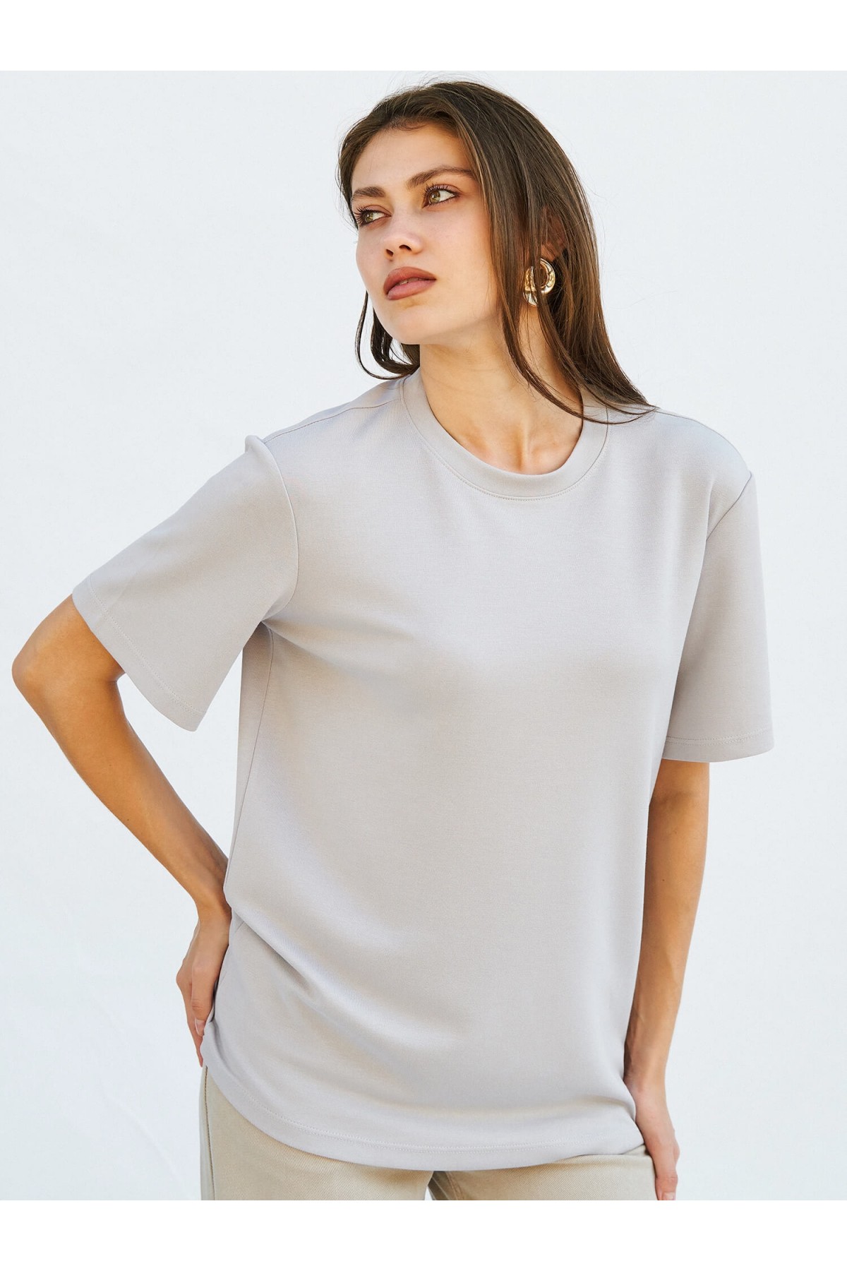 050642 BİSİKLET YAKALI OVERSİZE TSHIRT