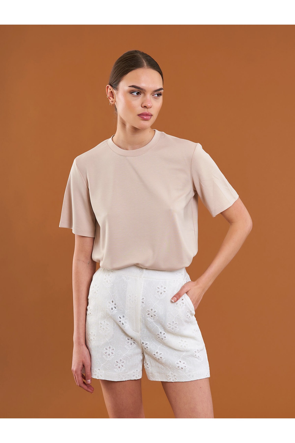 050733 Bisiklet Yaka Oversize T-Shirt