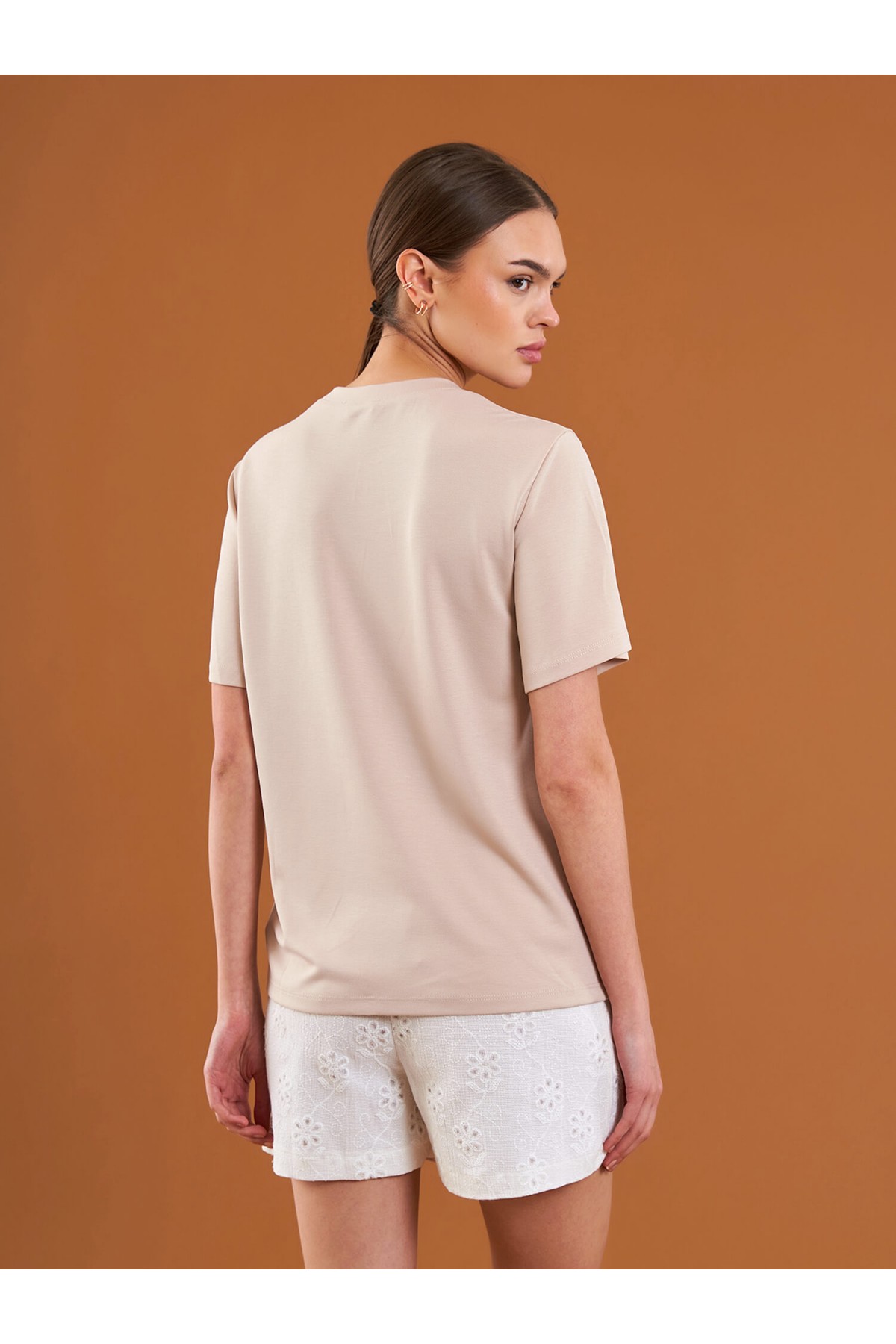 050733 Bisiklet Yaka Oversize T-Shirt