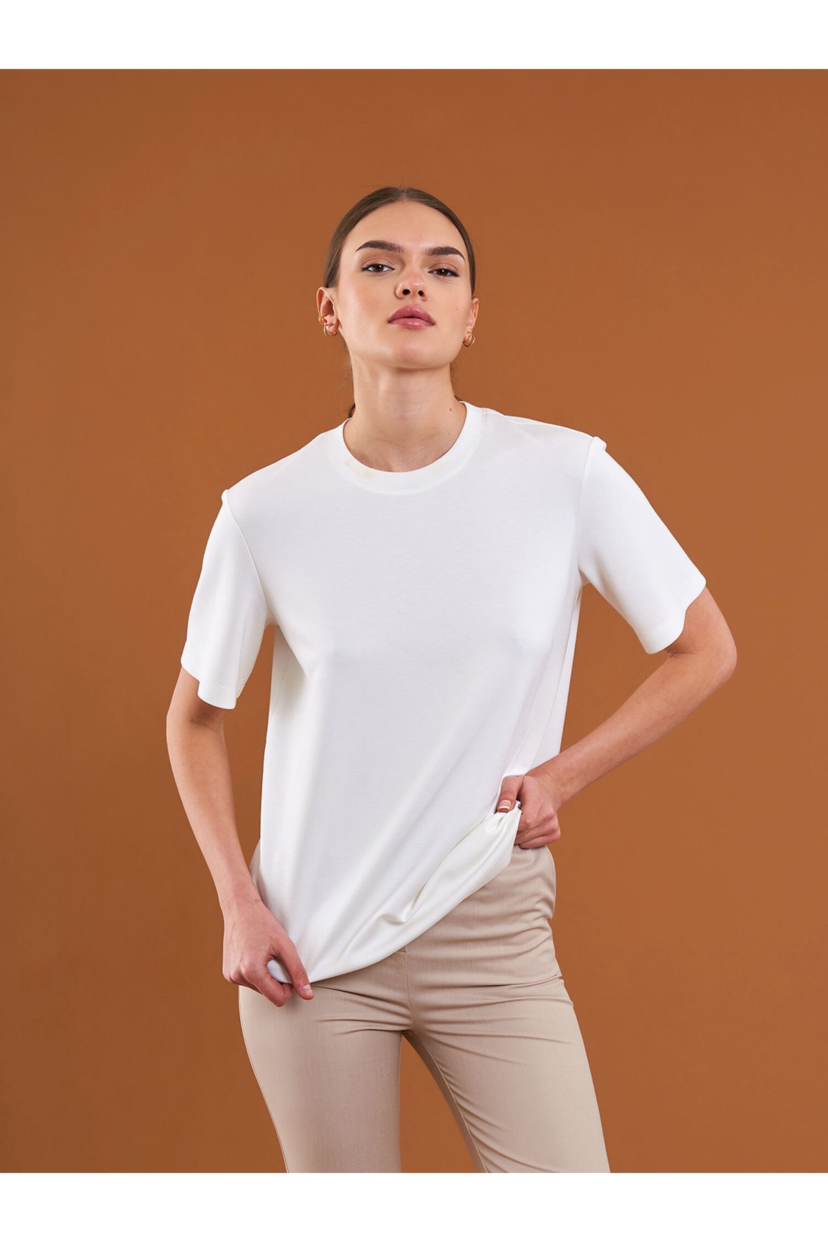 050733 Bisiklet Yaka Oversize T-Shirt