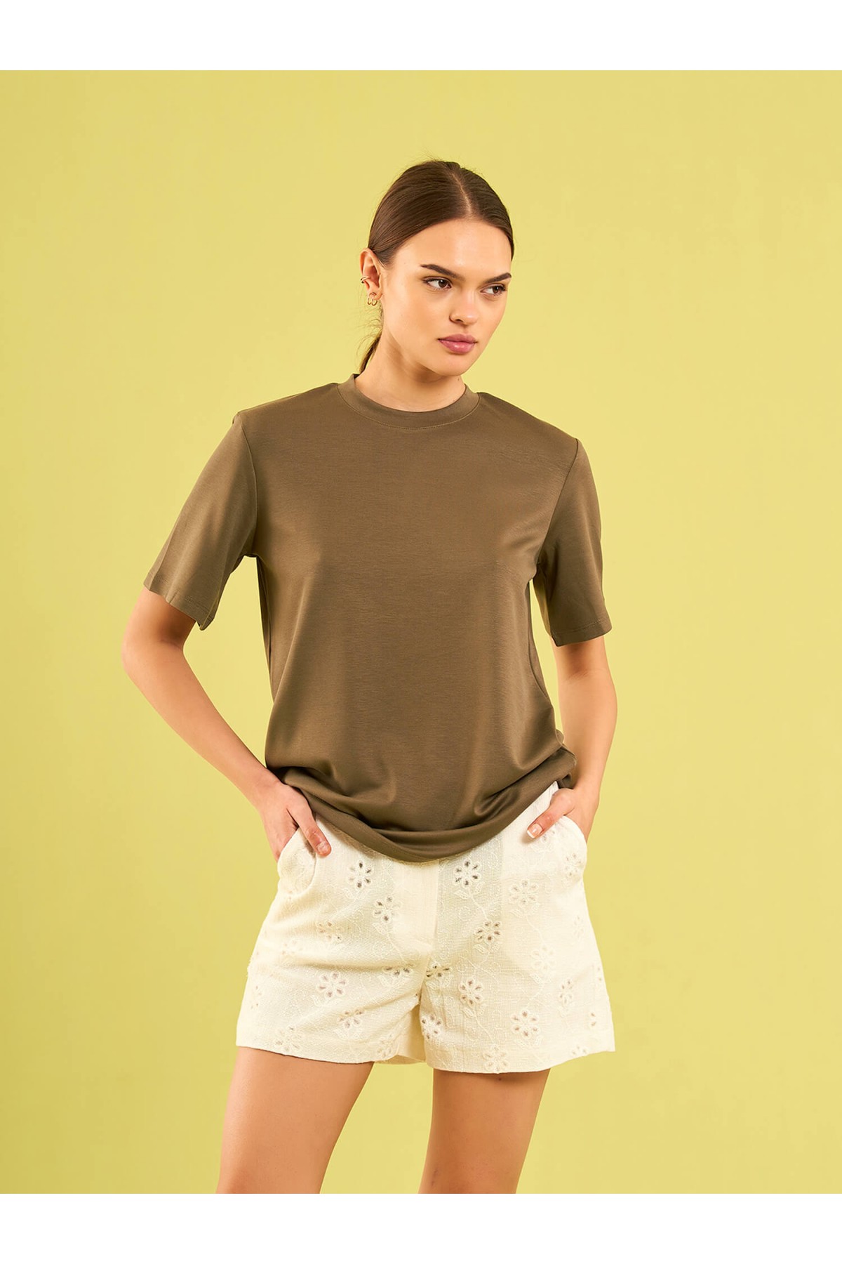 050733 Bisiklet Yaka Oversize T-Shirt