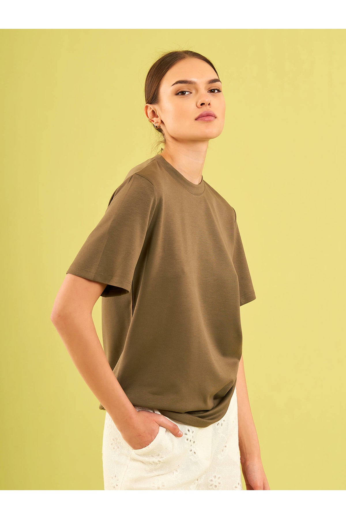 050733 Bisiklet Yaka Oversize T-Shirt
