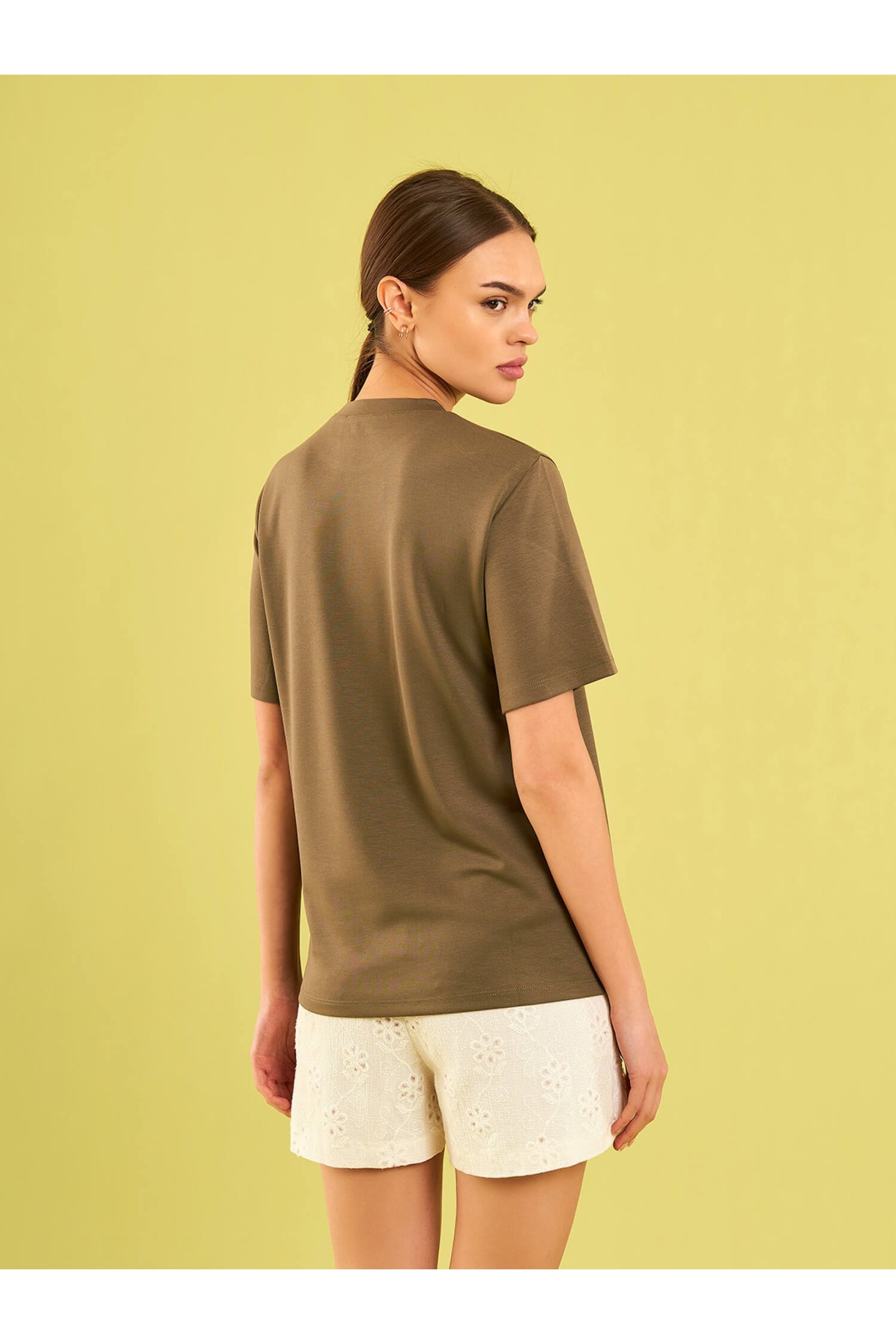 050733 Bisiklet Yaka Oversize T-Shirt