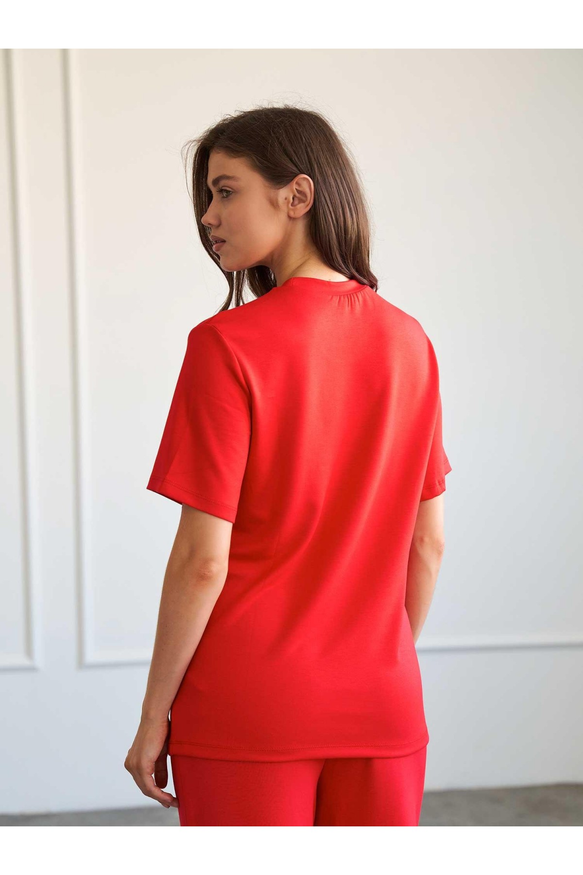 050733 Bisiklet Yaka Oversize T-Shirt