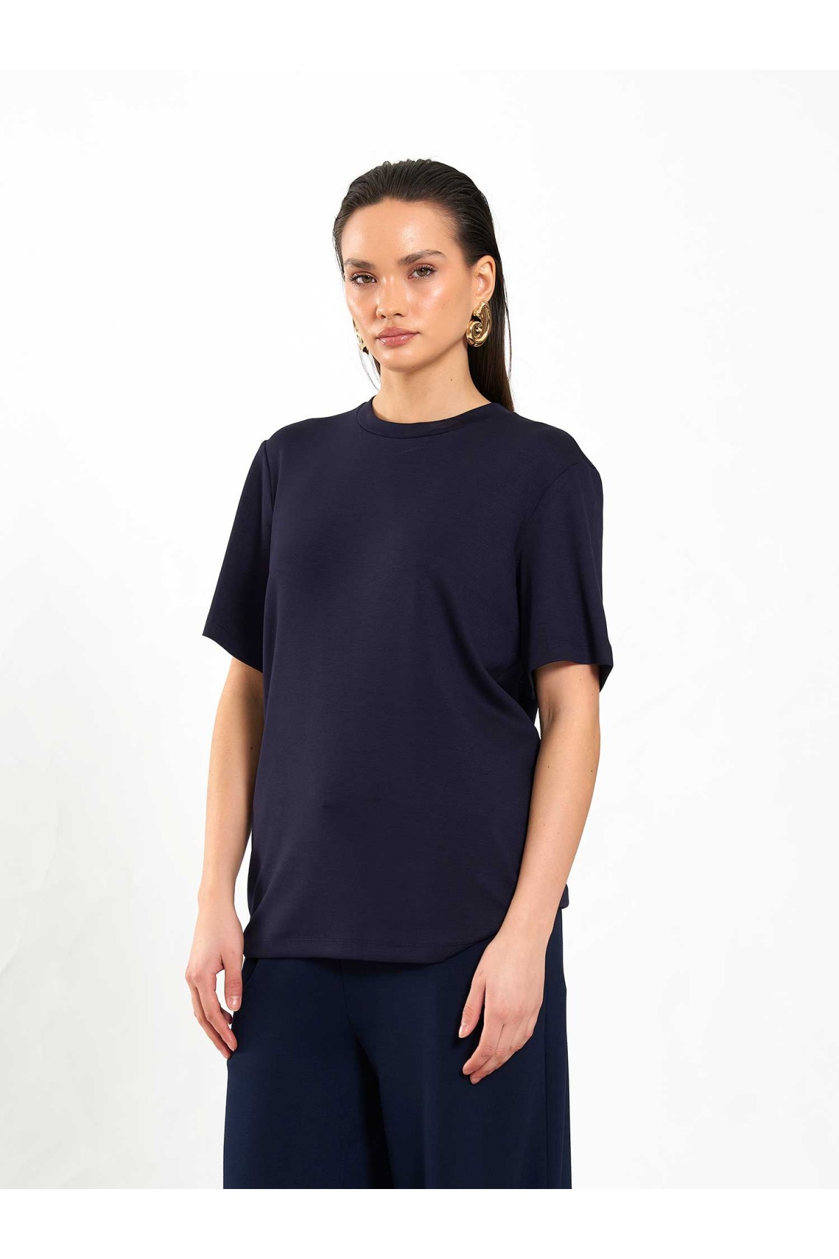 050733 Bisiklet Yaka Oversize T-Shirt