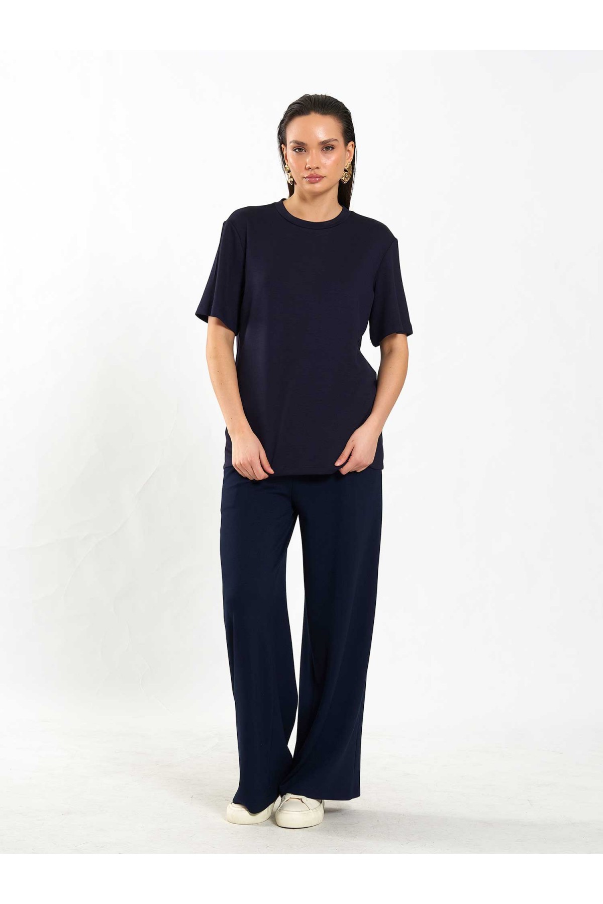 050733 Bisiklet Yaka Oversize T-Shirt