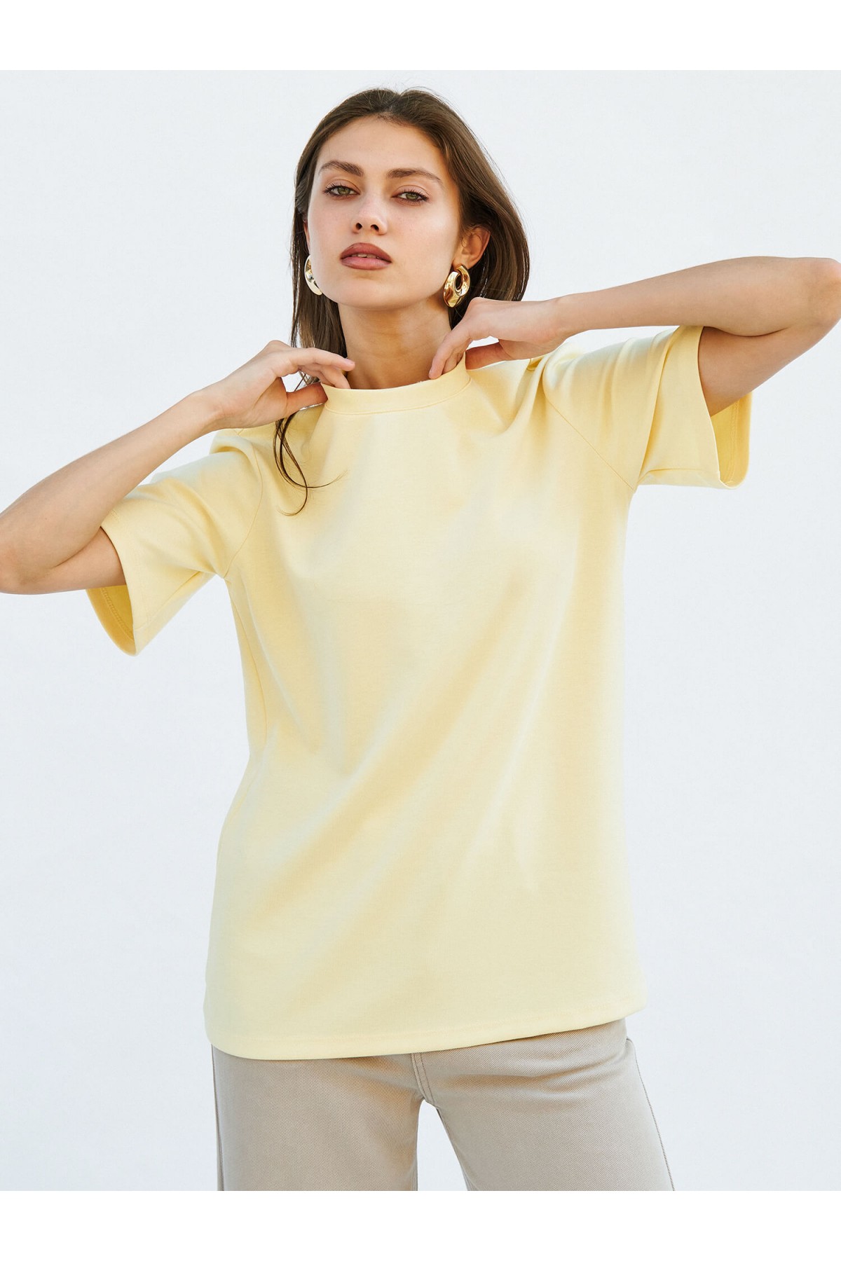 050733 Bisiklet Yaka Oversize T-Shirt