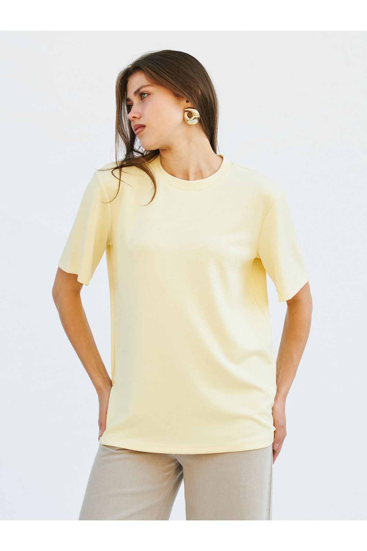 050733 Bisiklet Yaka Oversize T-Shirt