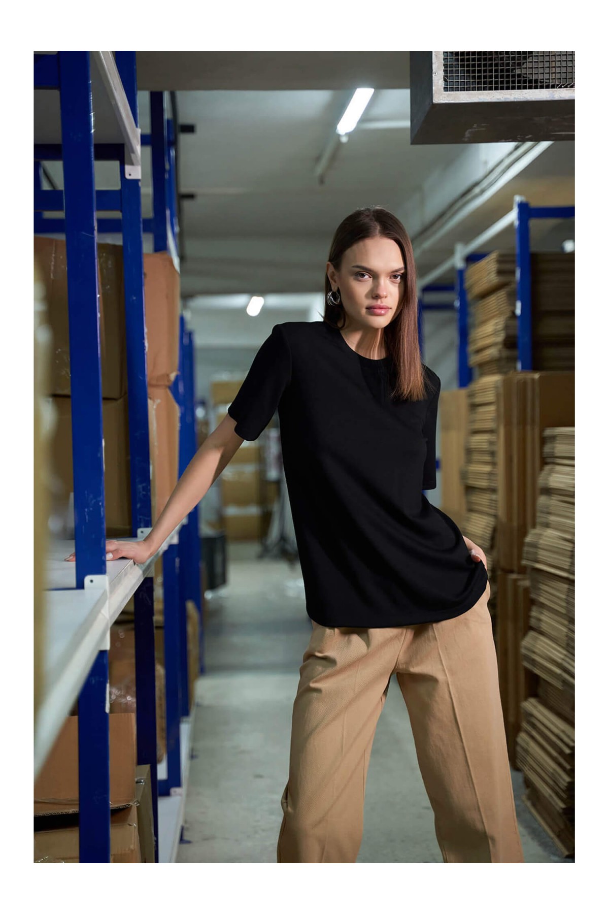 050733 Bisiklet Yaka Oversize T-Shirt