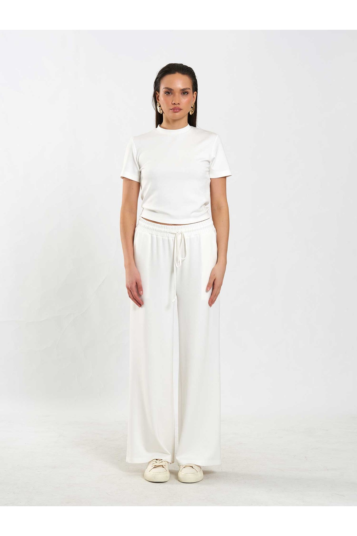 050734 Bisiklet Yaka Crop T-Shirt