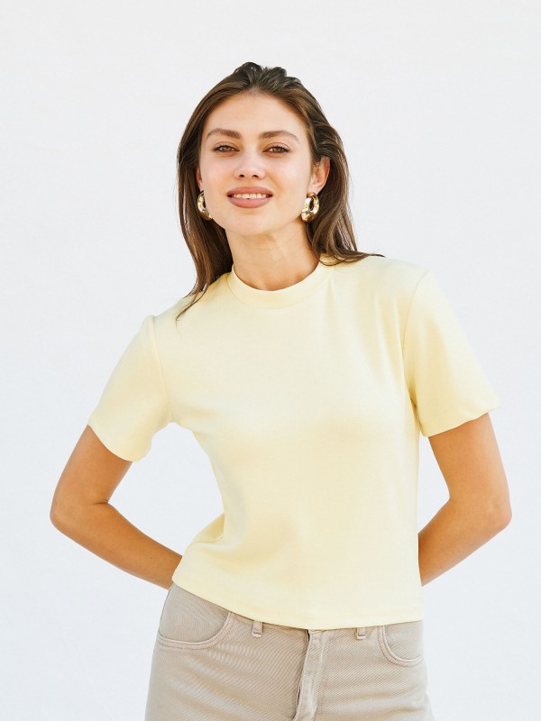 050734 Bisiklet Yaka Crop T-Shirt