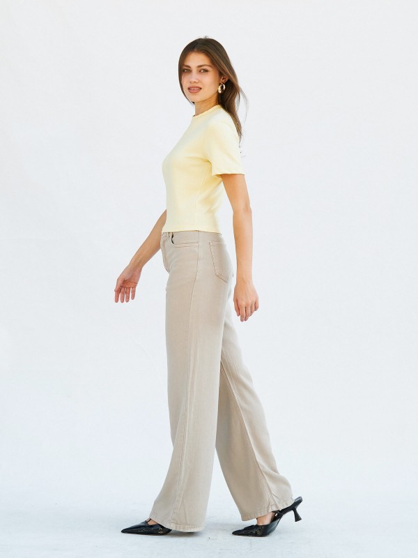 050734 Bisiklet Yaka Crop T-Shirt