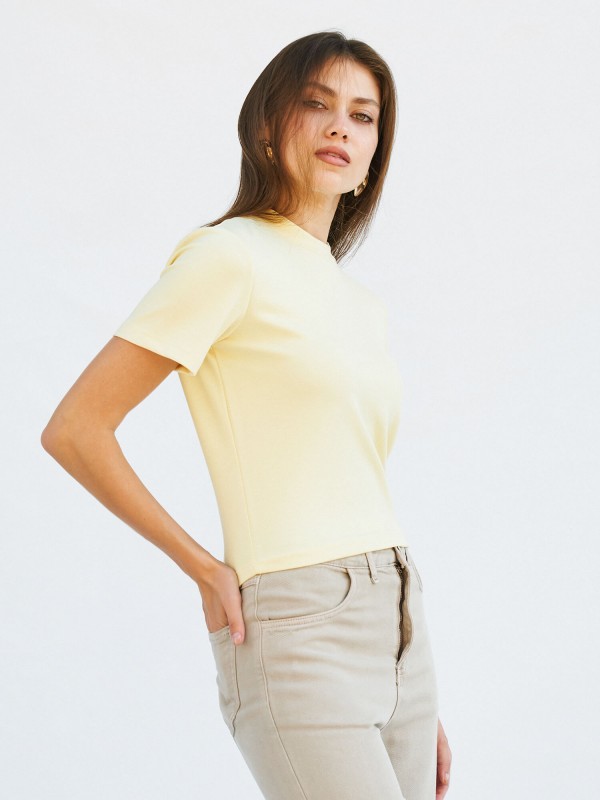 050734 Bisiklet Yaka Crop T-Shirt