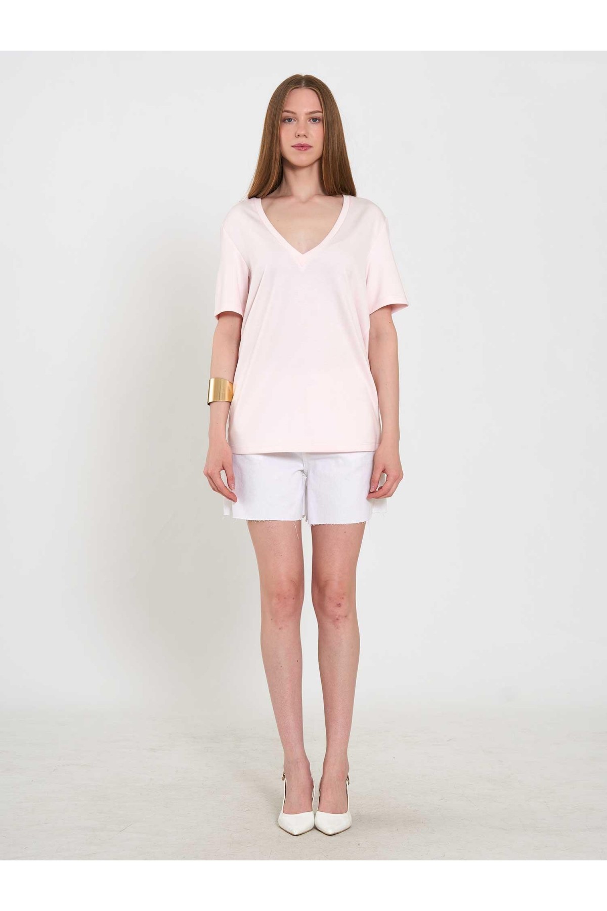 050736 V Yaka Örme T-Shirt