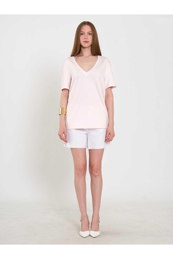 050736 V Yaka Örme T-Shirt