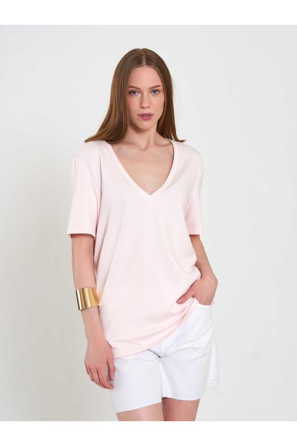 050736 V Yaka Örme T-Shirt