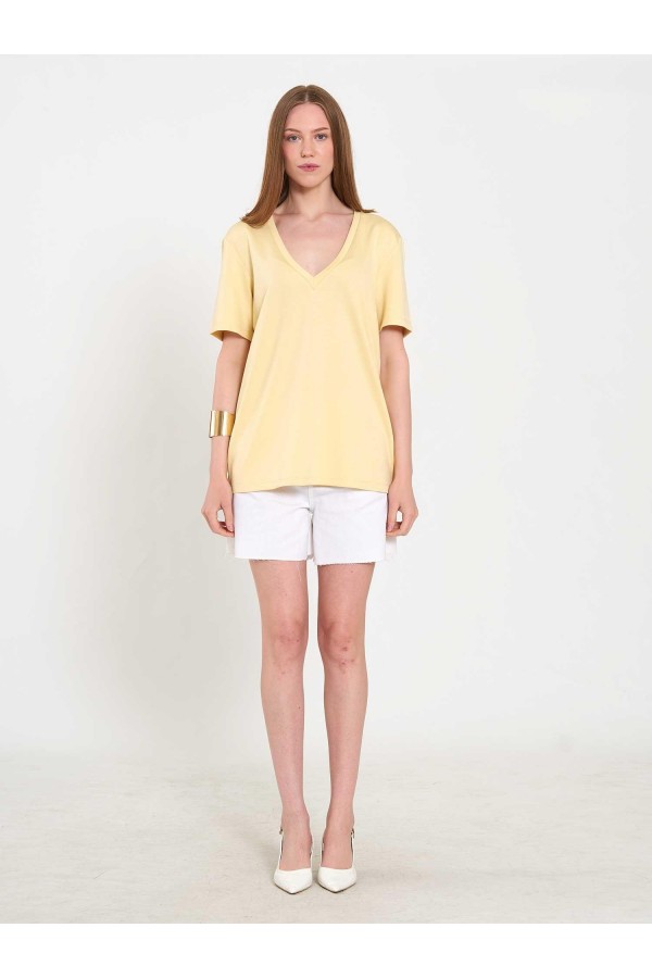 050736 V Yaka Örme T-Shirt