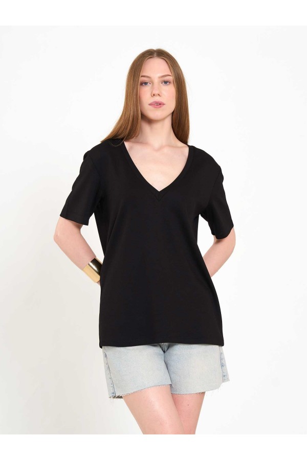 050736 V Yaka Örme T-Shirt