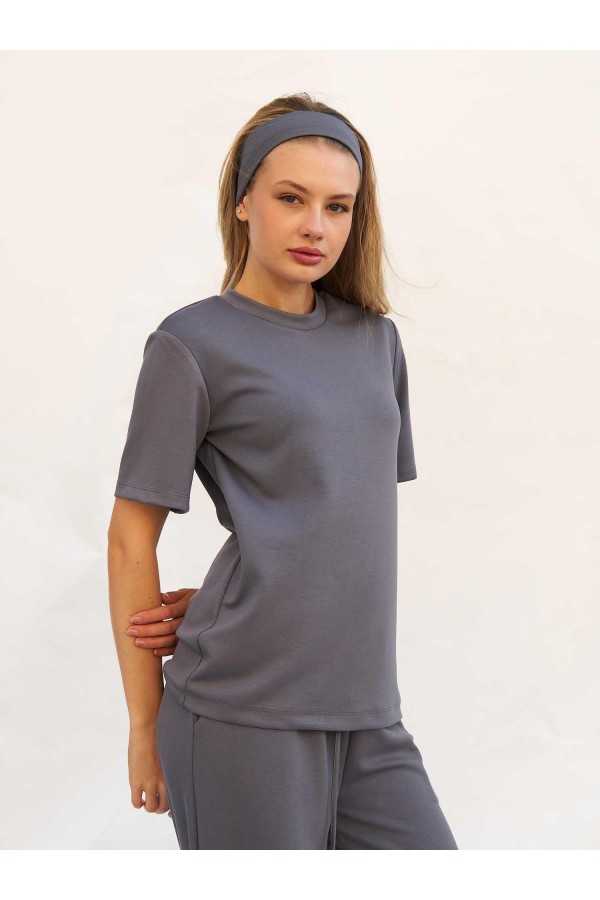 050803 Bisiklet Yaka Oversize T-shirt