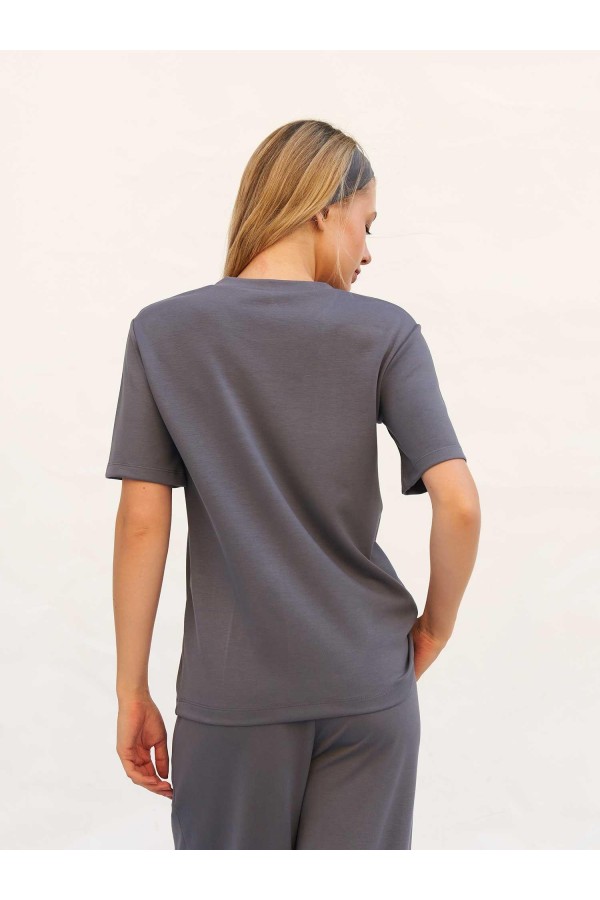 050803 Bisiklet Yaka Oversize T-shirt