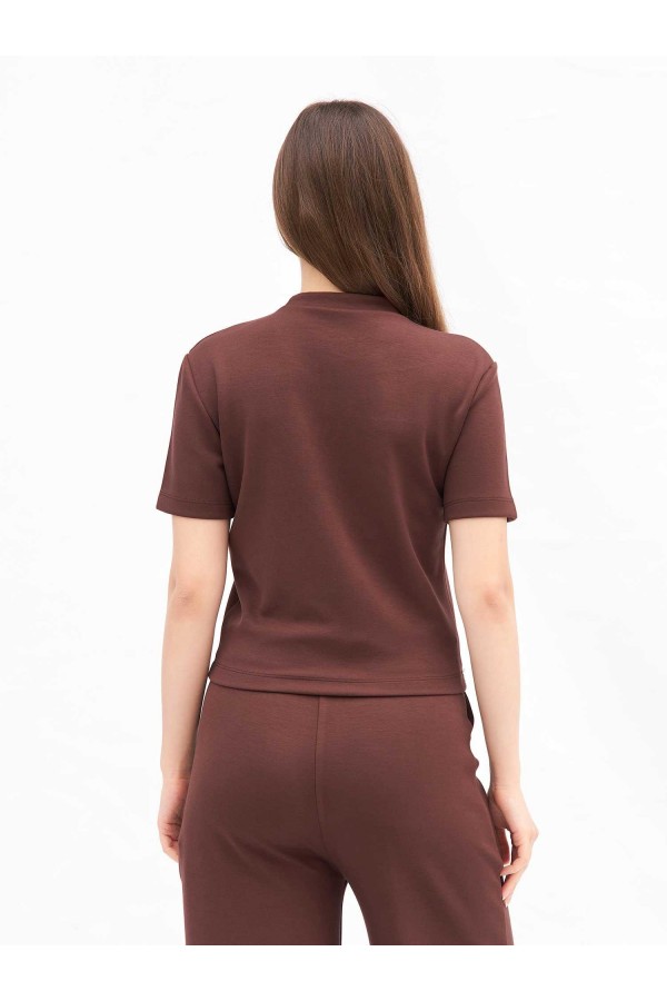 050804 Bisiklet Yaka Crop T-shirt