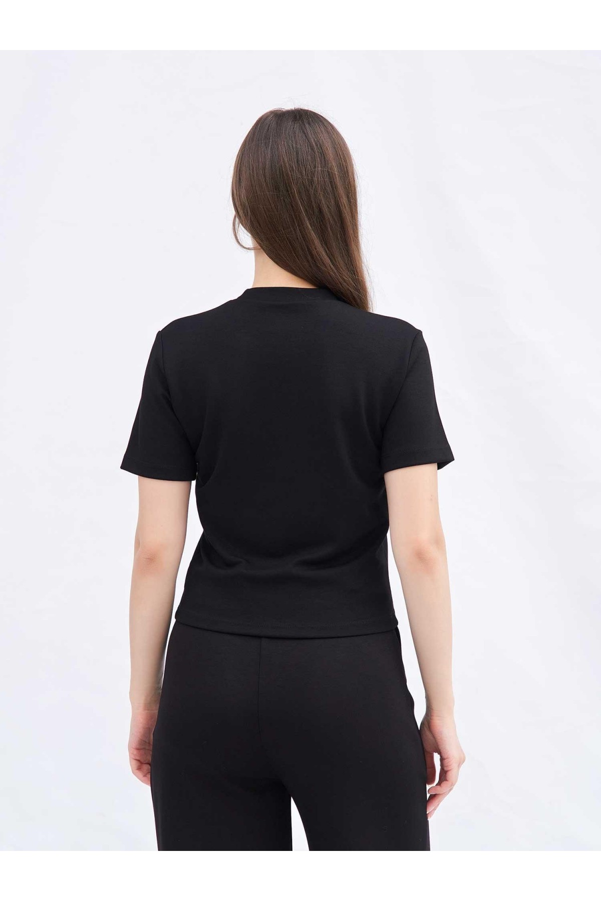 050804 Bisiklet Yaka Crop T-shirt
