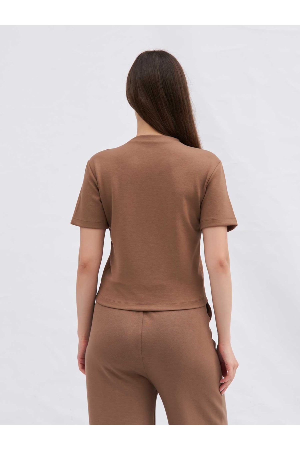 050804 Bisiklet Yaka Crop T-shirt