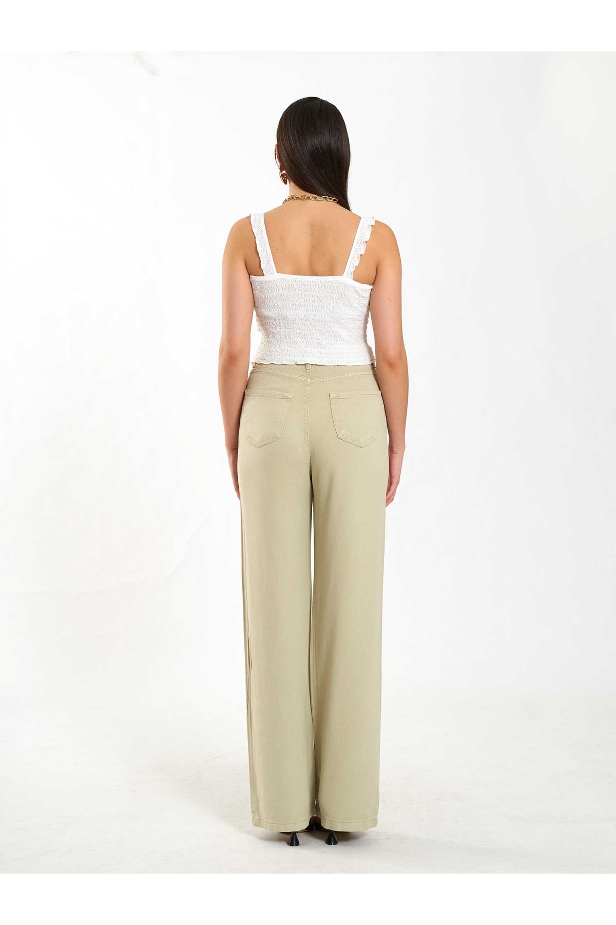 071887 Askılı Yakası Fırfır Bluz