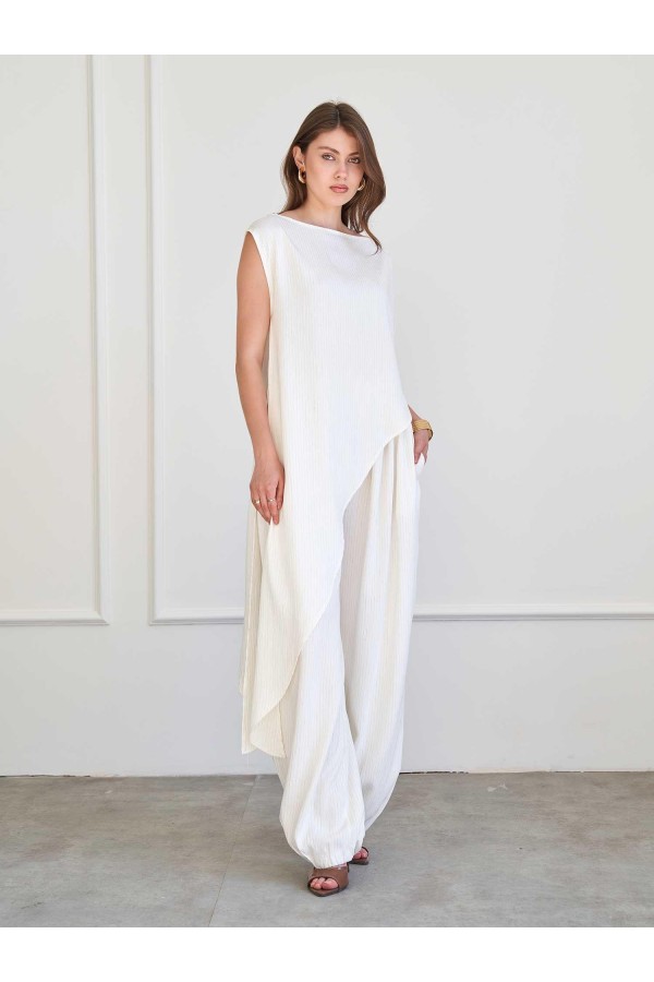 071940 Asimetrik Çizgili Bluz