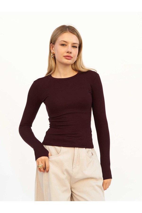 072040 Bisiklet Yaka Parmaklı Basic Bluz