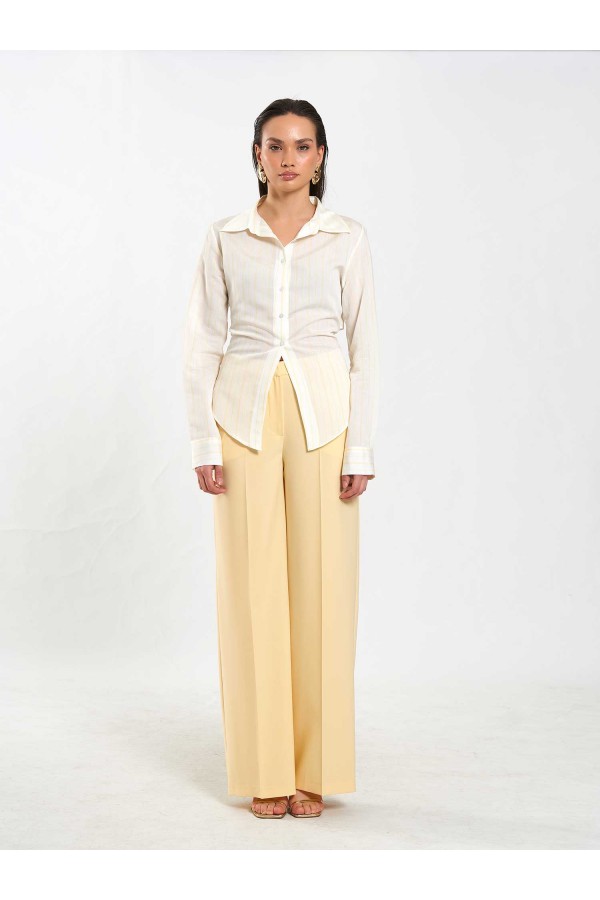 080805 Basic Fit Belden Oturtmalı Çizgili Gömlek