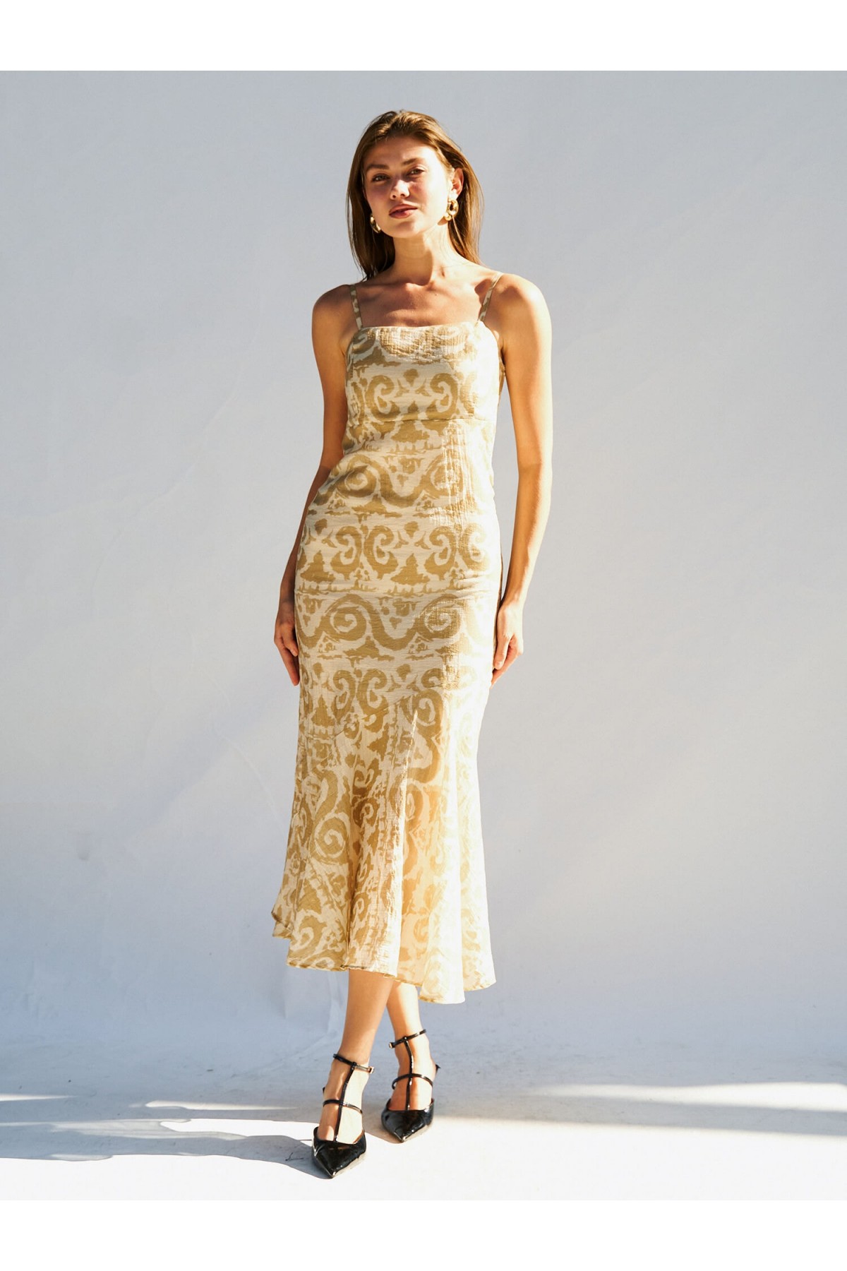 111460 ASKILI DESENLİ ELBİSE