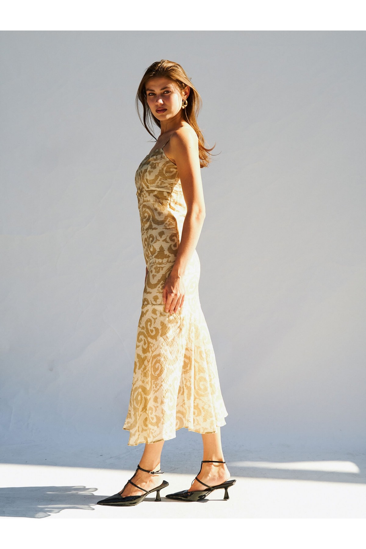 111460 ASKILI DESENLİ ELBİSE