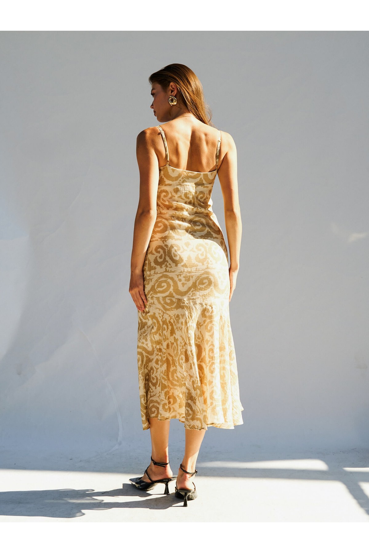 111460 ASKILI DESENLİ ELBİSE