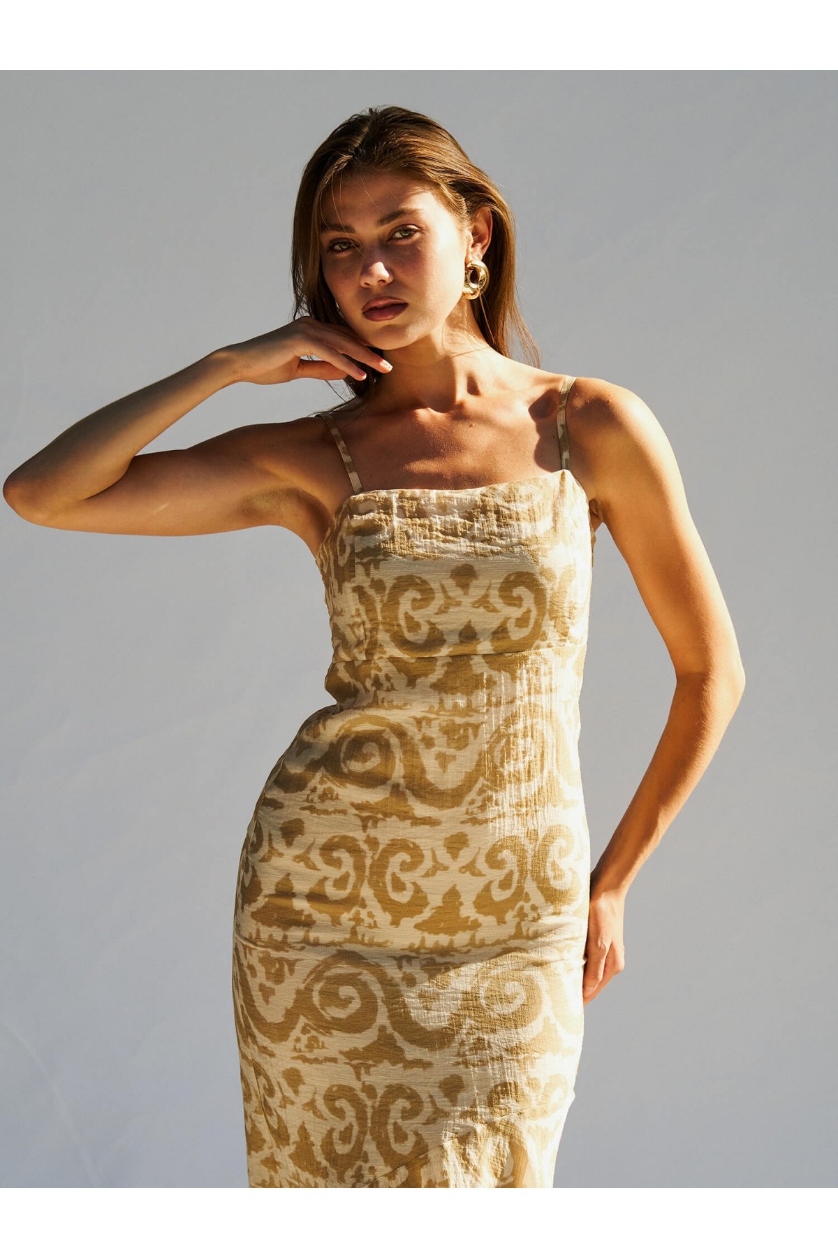 111460 ASKILI DESENLİ ELBİSE