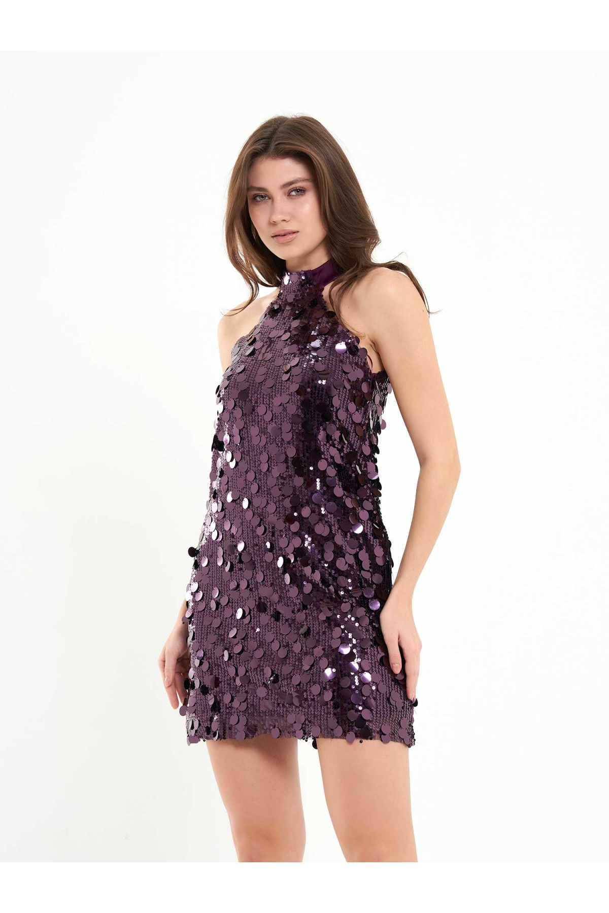 111653 Pullu Payet Mini Elbise