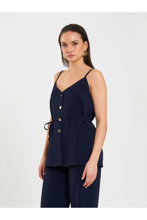 120743 V Yaka Belden Bağlamalı Yelek