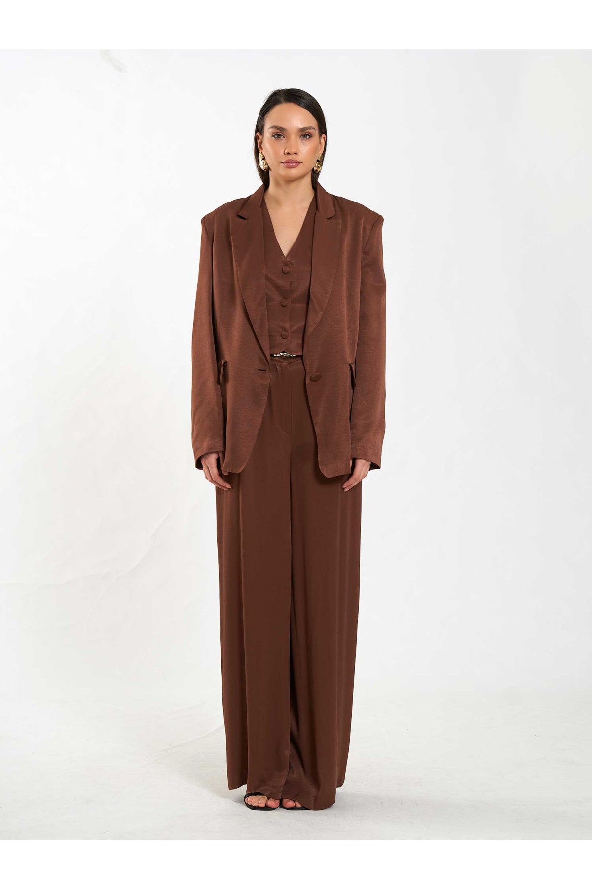 131055 Tek Düğme Oversize Ceket
