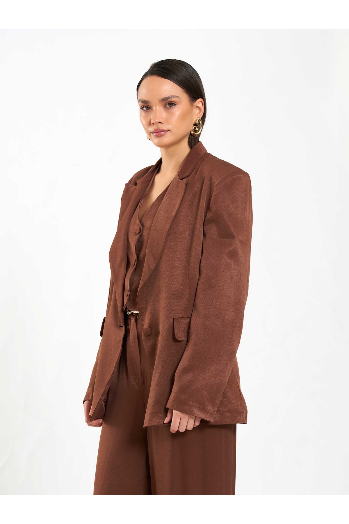 131055 Tek Düğme Oversize Ceket