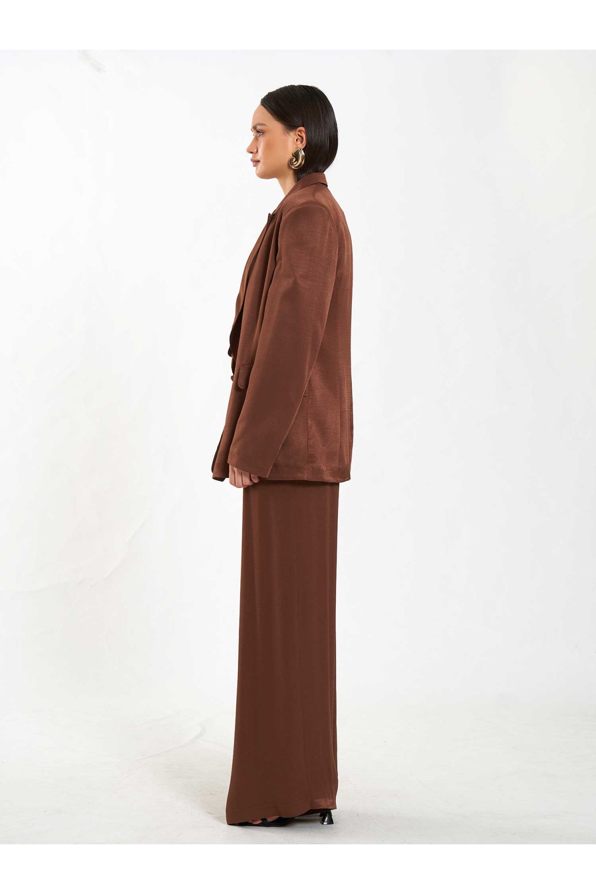 131055 Tek Düğme Oversize Ceket