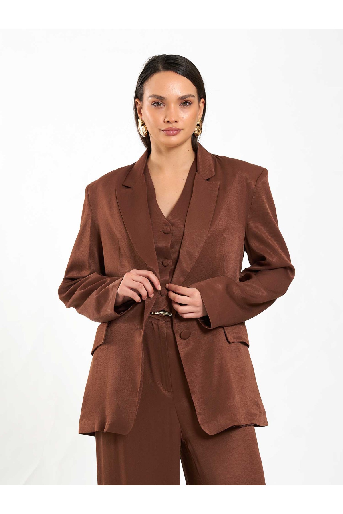131055 Tek Düğme Oversize Ceket