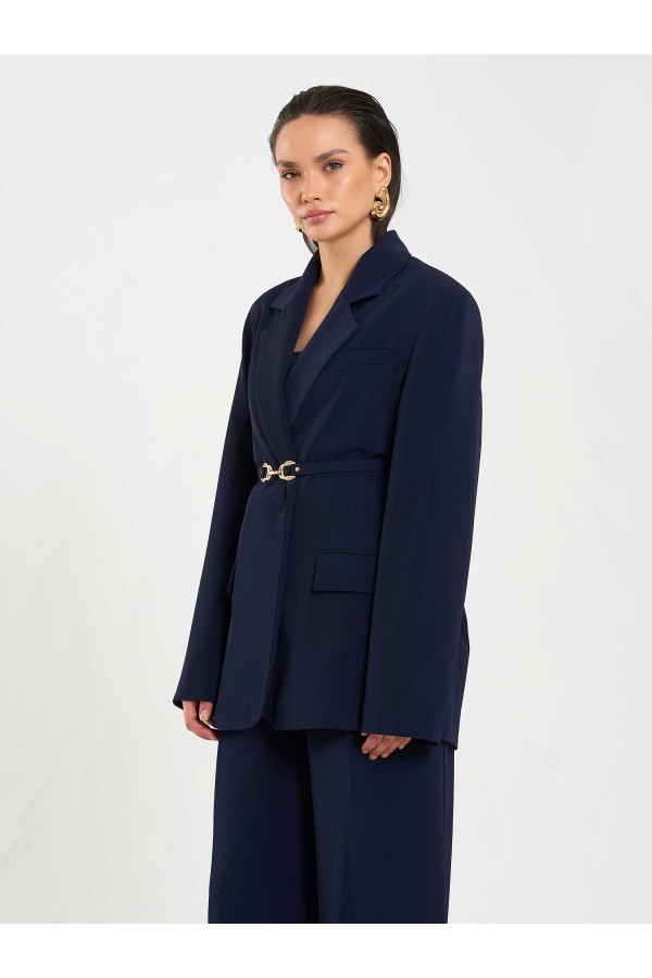 131060 Kemer Detaylı Oversize Ceket