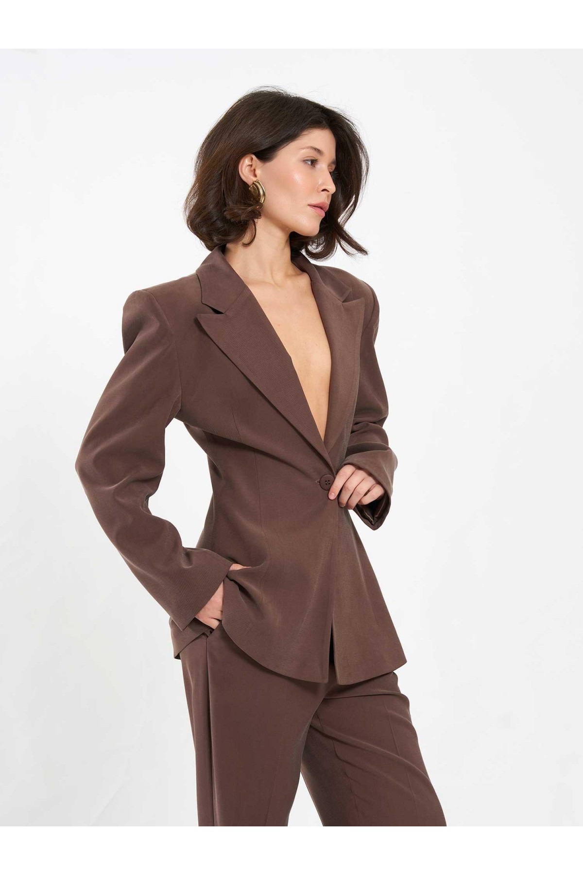 131065 Belden Oturtmalı Fit Ceket